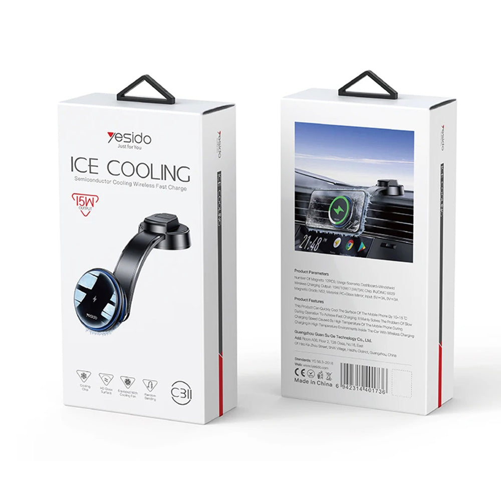 Cargador de Coche Inalámbrico Yesido C311, 15W, 1.67A, Negro