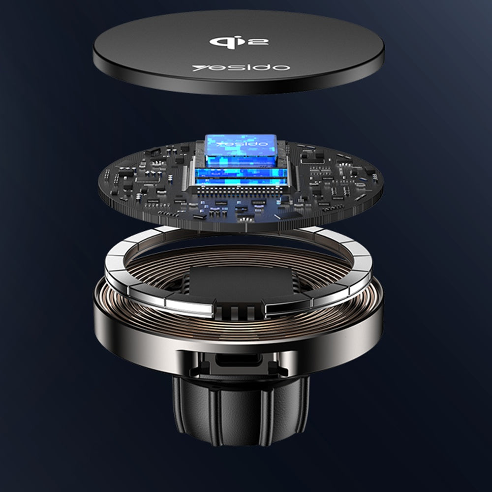 Cargador de Coche Inalámbrico Yesido DS30, 15W, 1.67A, Negro