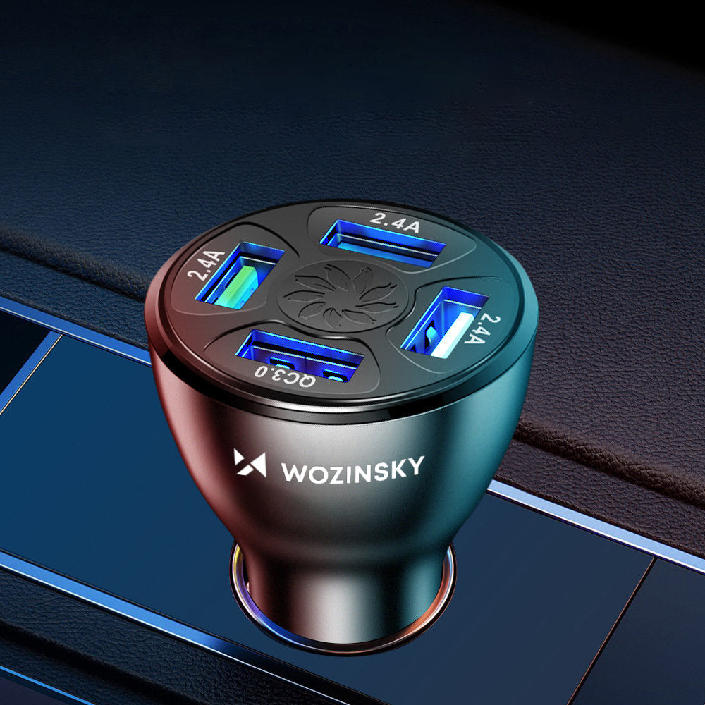 Cargador de coche WZK WCCAW, 50W, 3A, 4 x USB-A, Blanco