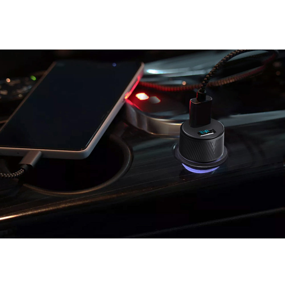 Cargador de coche Yesido Y31 Display, 18W, 3A, 2 x USB-A, Negro