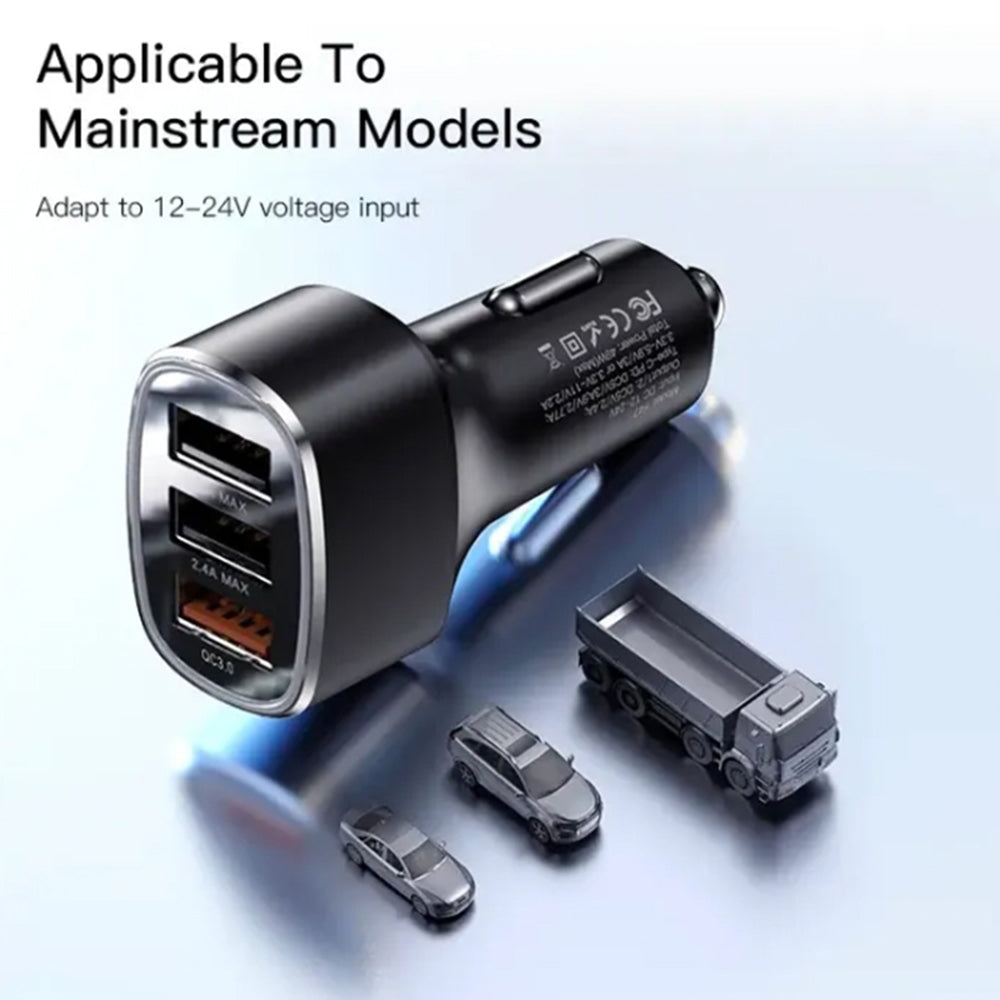 Cargador de Coche Yesido Y46, 42W, 3A, 3 x USB-A, Negro