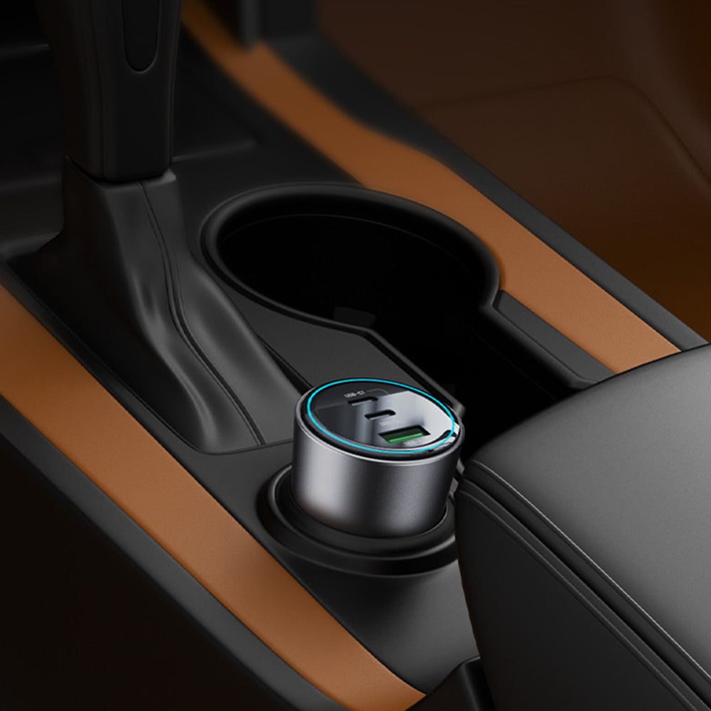 Cargador de coche Yesido Y59, 200W, 5A, 1 x USB-A - 2 x USB-C, Negro