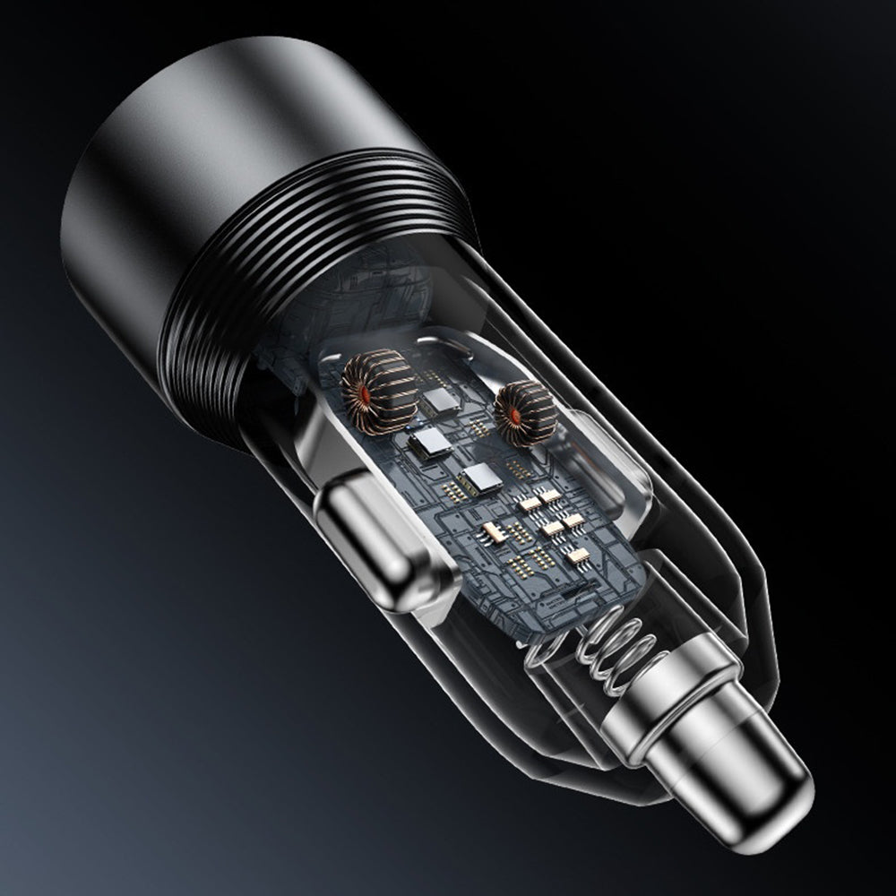 Cargador de coche Yesido Y64, 50W, 3A, 1 x USB-A - 1 x USB-C, Negro