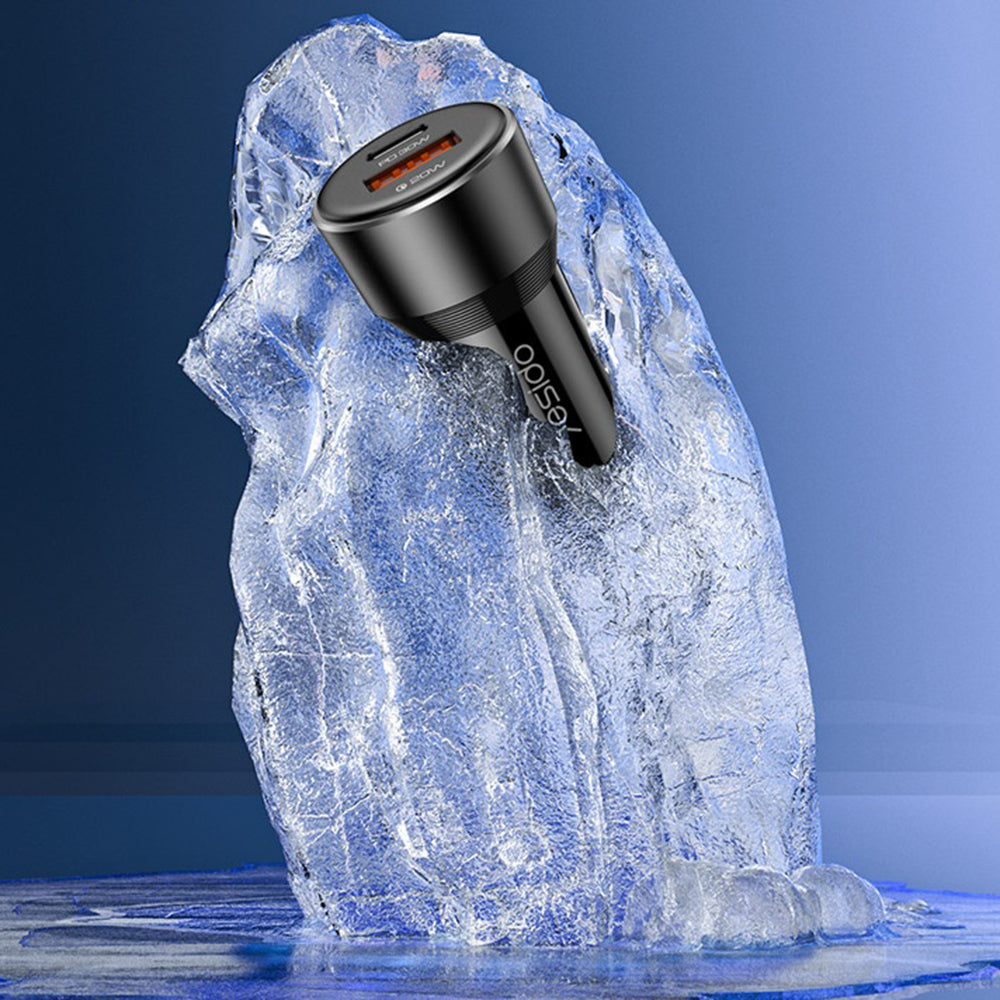 Cargador de coche Yesido Y64, 50W, 3A, 1 x USB-A - 1 x USB-C, Negro