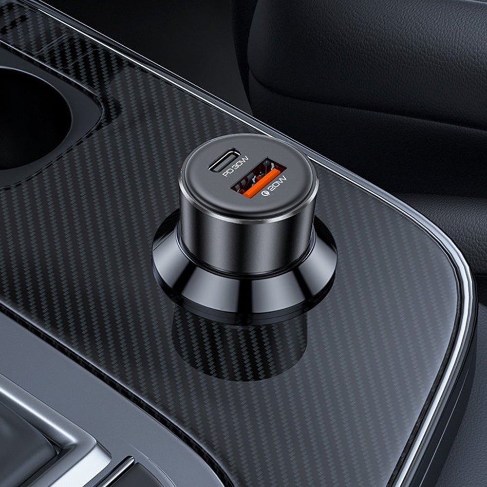 Cargador de coche Yesido Y64, 50W, 3A, 1 x USB-A - 1 x USB-C, Negro