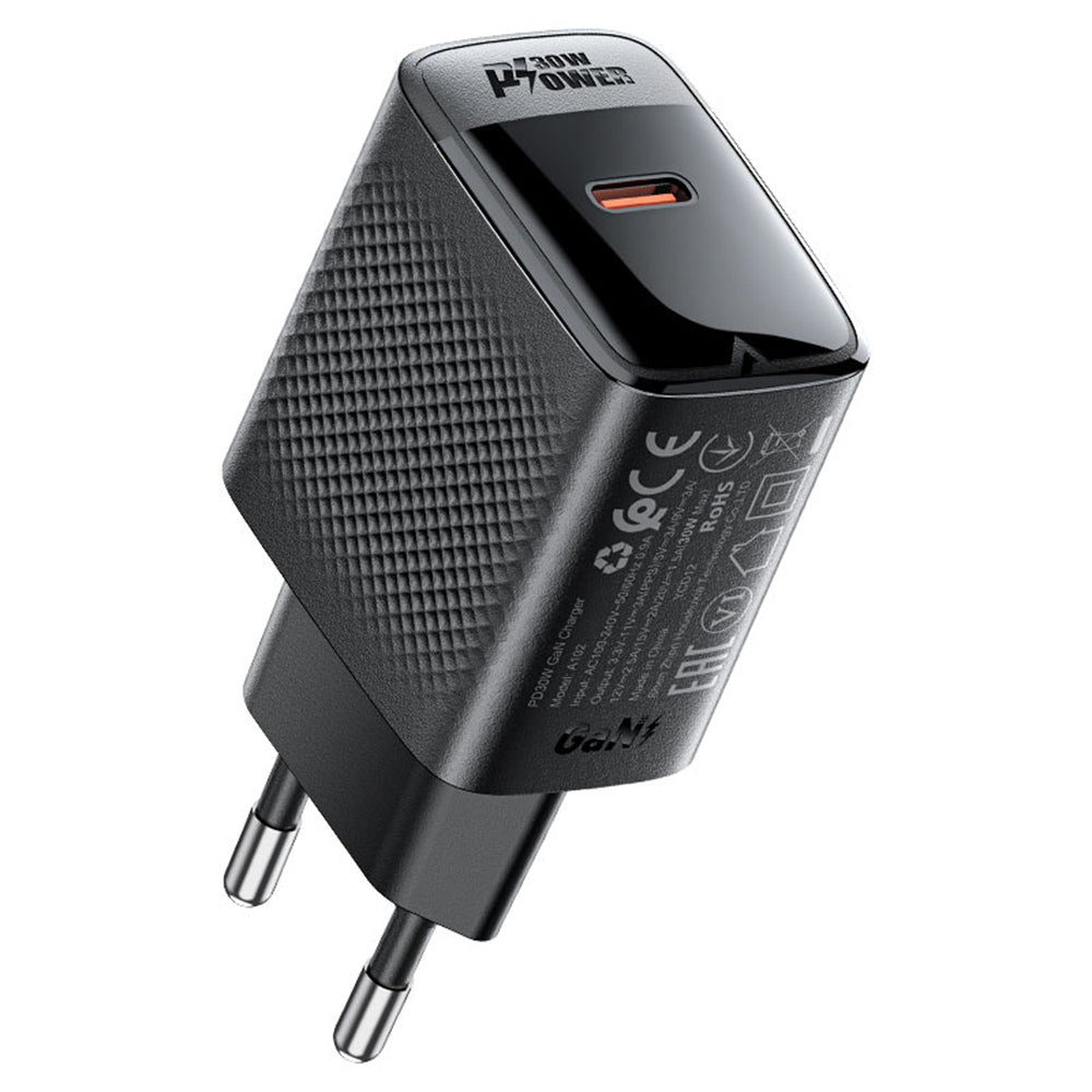 Cargador de Red Acefast A102, 30W, 3A, 1 x USB-C, Negro