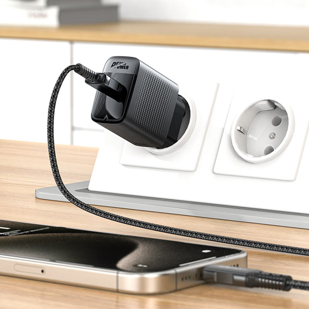 Cargador de Red Acefast A102, 30W, 3A, 1 x USB-C, Negro