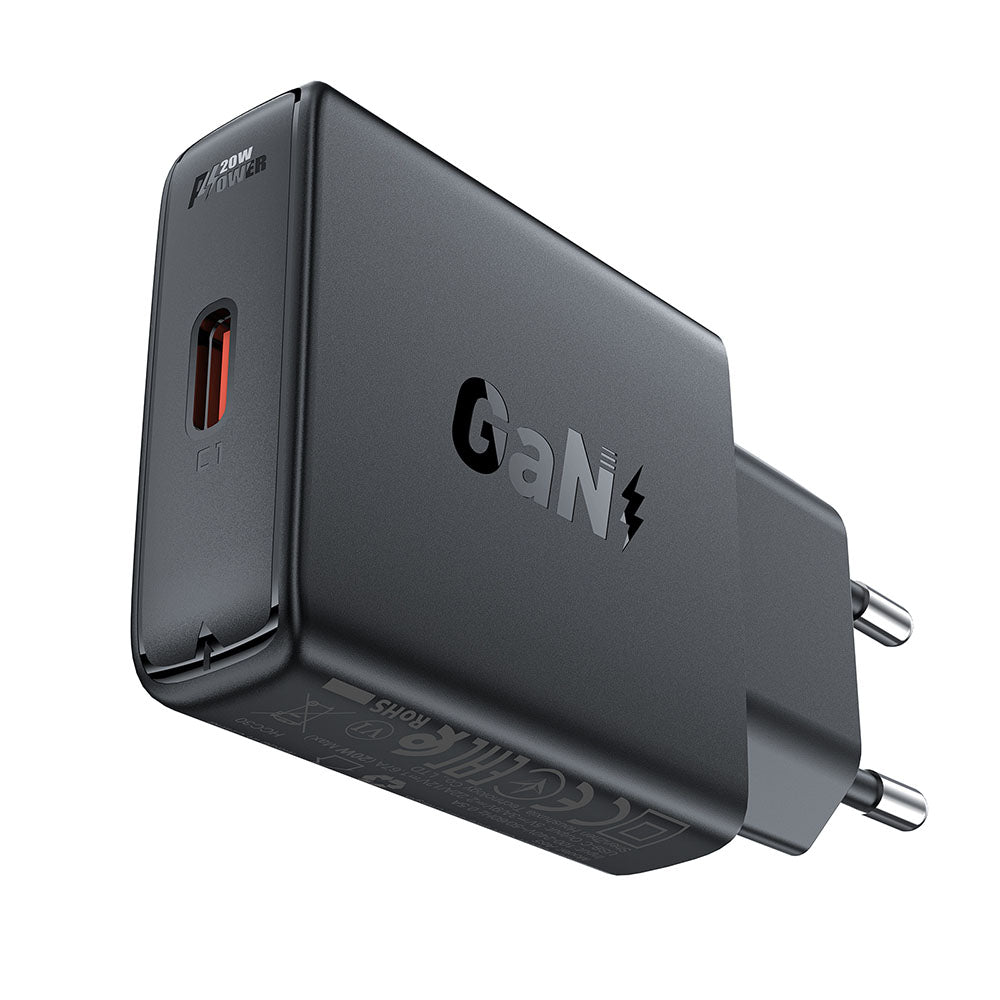 Cargador de Red Acefast A65, 20W, 3A, 1 x USB-C, Negro