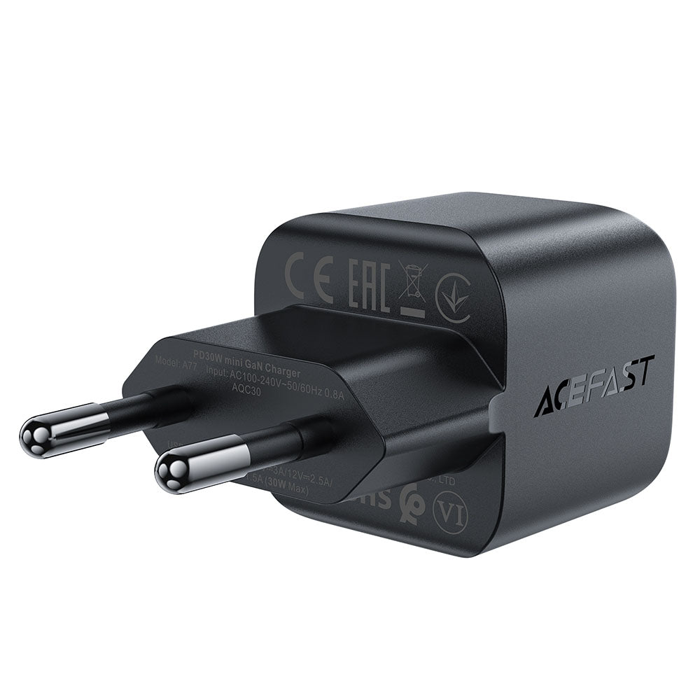 Cargador de Red Acefast A77, 30W, 3A, 1 x USB-C, Negro