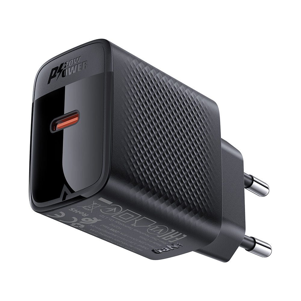 Cargador de Red Acefast A82, 20W, 3A, 1 x USB-C, Negro