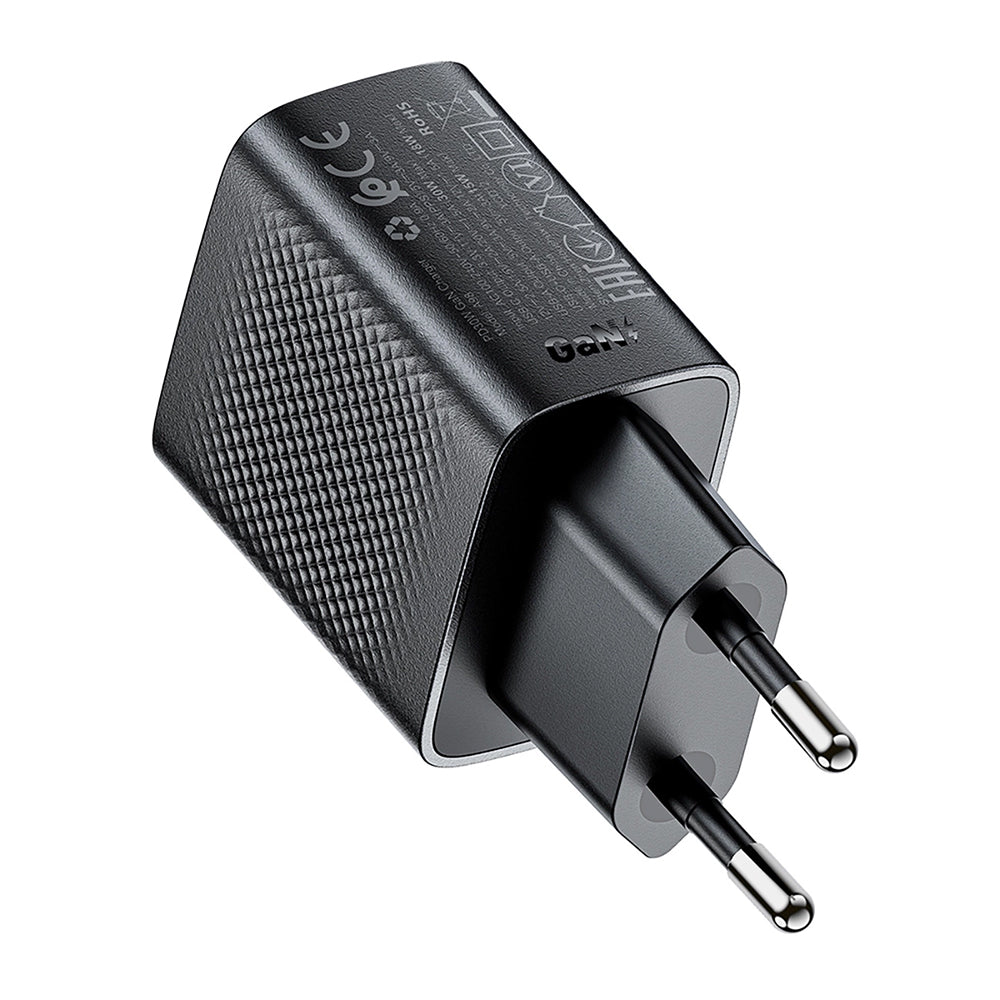 Cargador de Red Acefast A98, 30W, 3A, 1 x USB-A - 1 x USB-C, Negro