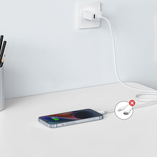 Cargador de red Anker 312, 20W, 3A, 1 x USB-A - 1 x USB-C, Blanco A2348G21