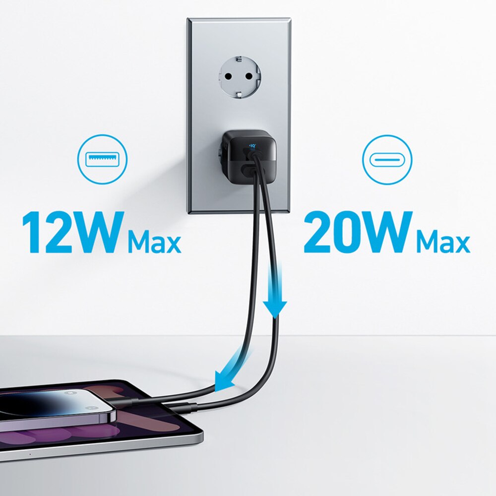Cargador de red Anker 323, 33 W, 3 A, 1 x USB-A - 1 x USB-C, negro A2331G11