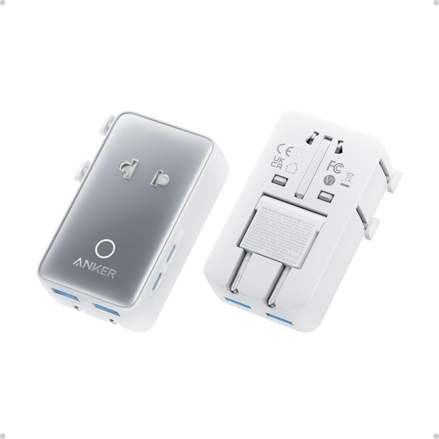 Cargador de Red Anker Nano Travel, 20W, 3A, 2 x USB-A - 2 x USB-C, Blanco A9215H21