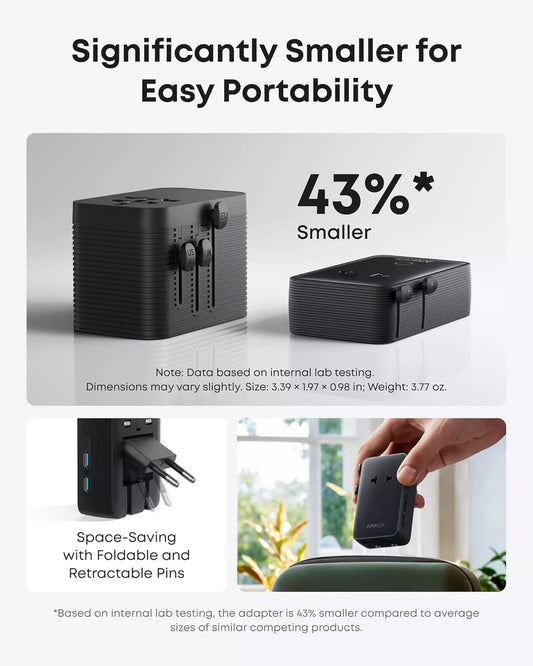 Cargador de Red Anker Nano Travel, 20W, 3A, 2 x USB-A - 2 x USB-C, Negro A9215H11