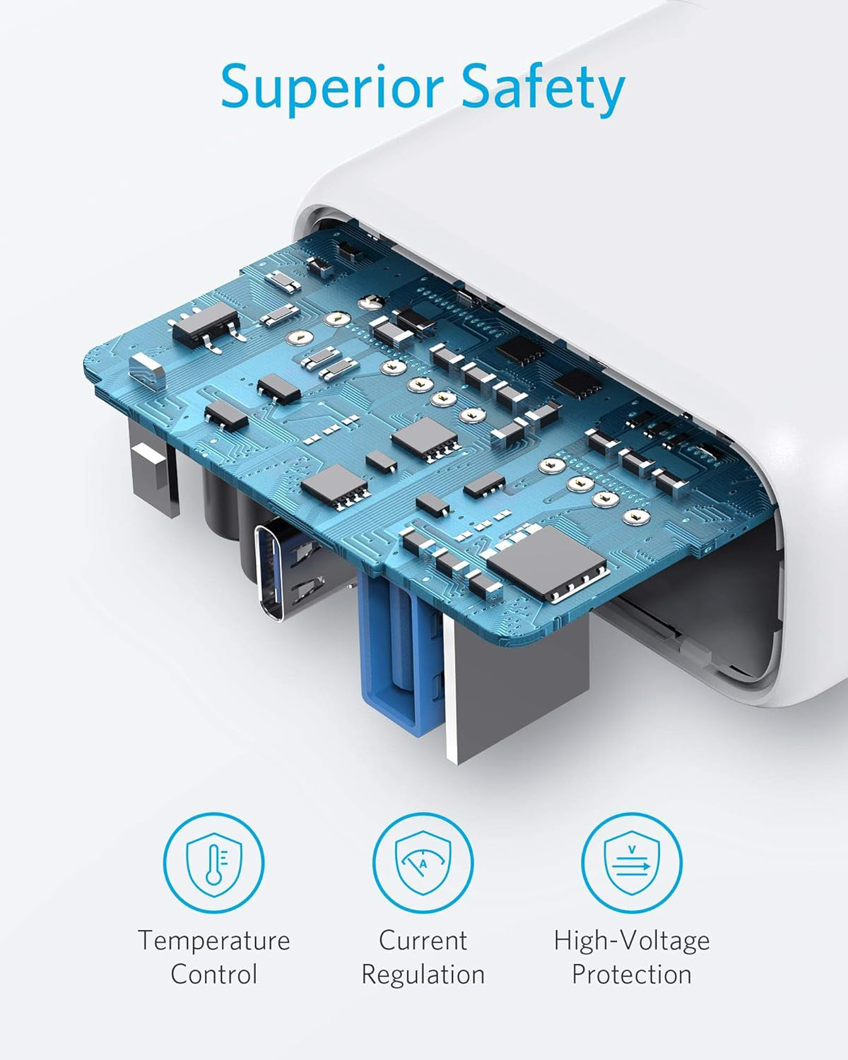 Cargador de red Anker PowerPort PD+ 2, 35W, 3A, 1 x USB-A - 1 x USB-C, Blanco A263636G21