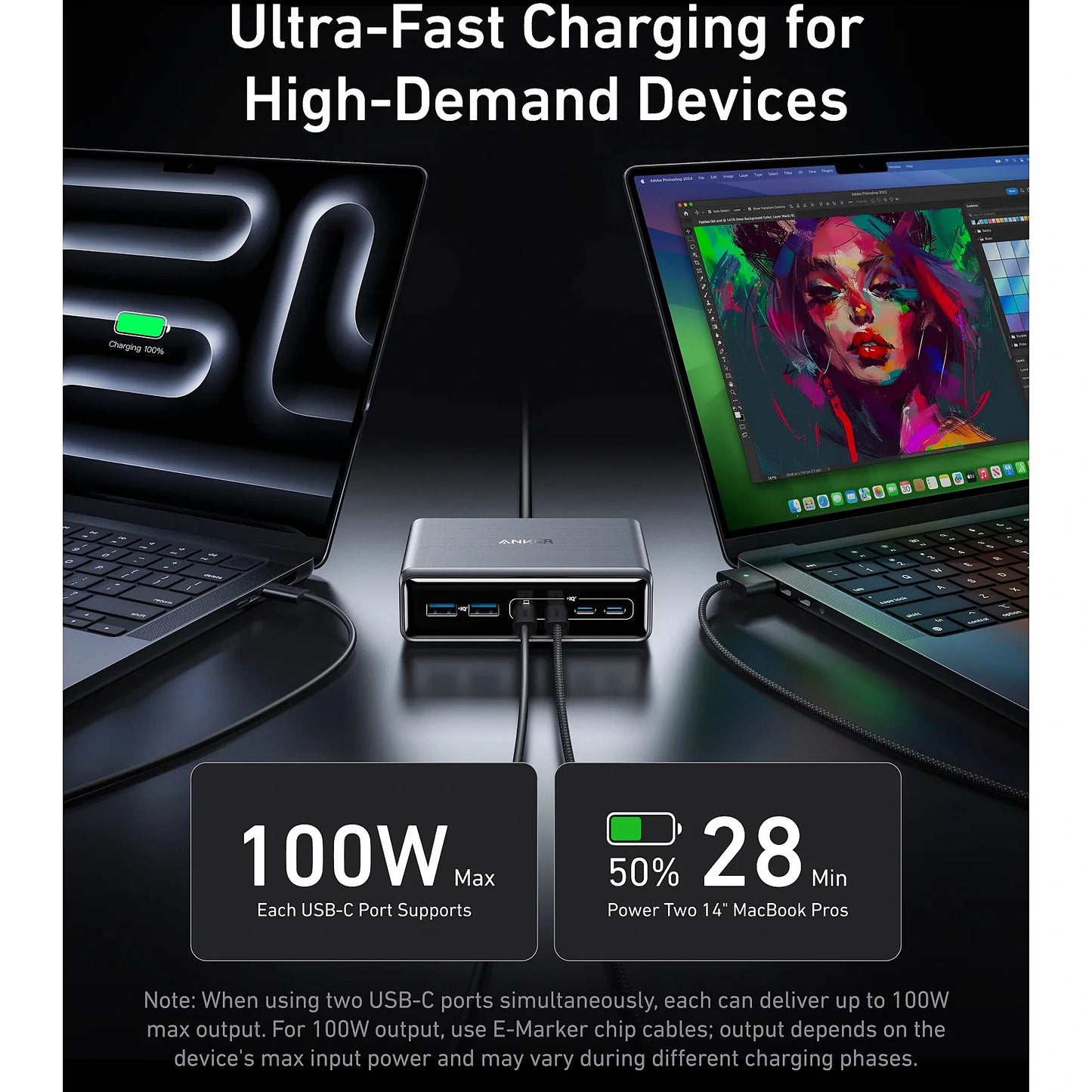 Cargador de red Anker Prime, 200W, 3A, 2 x USB-A - 4 x USB-C, Negro A2683341