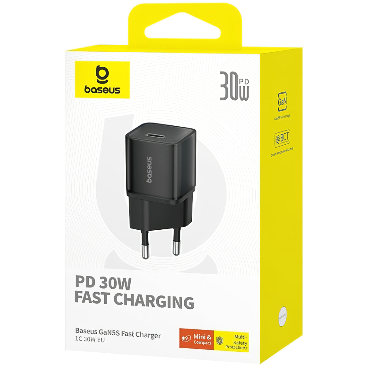 Cargador de red GaN5S de Baseus GaN5S, 30 W, 3 A, 1 x USB-C, negro P10162504113-00