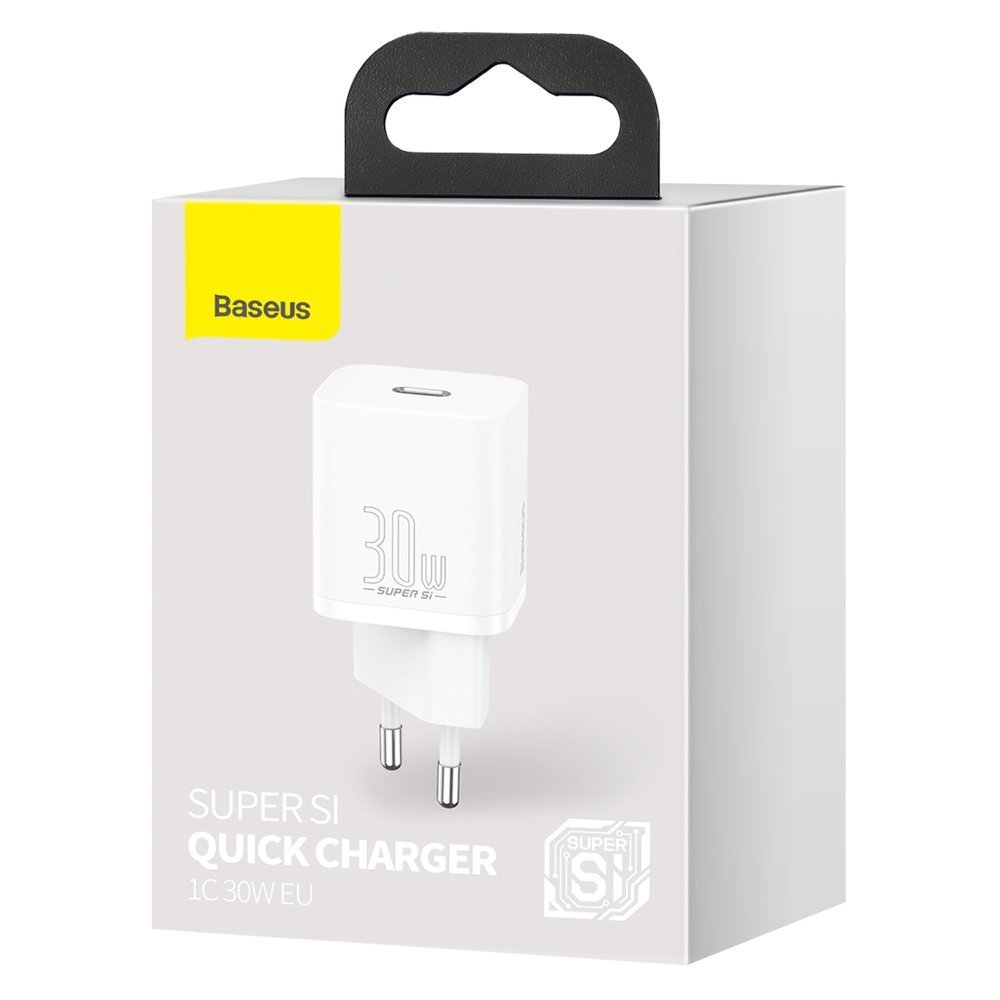 Cargador de red Baseus Super Si 1C, 30W, 3A, 1 x USB-C, Blanco CCSUP-J02
