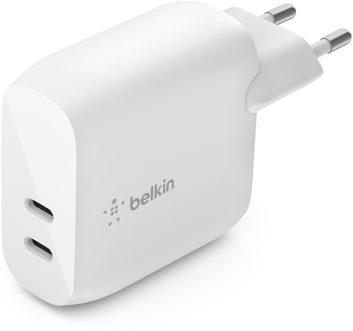 Cargador de red Belkin BoostCharge Dual, 40W, 3A, 2 x USB-C, Blanco WCB006vfWH