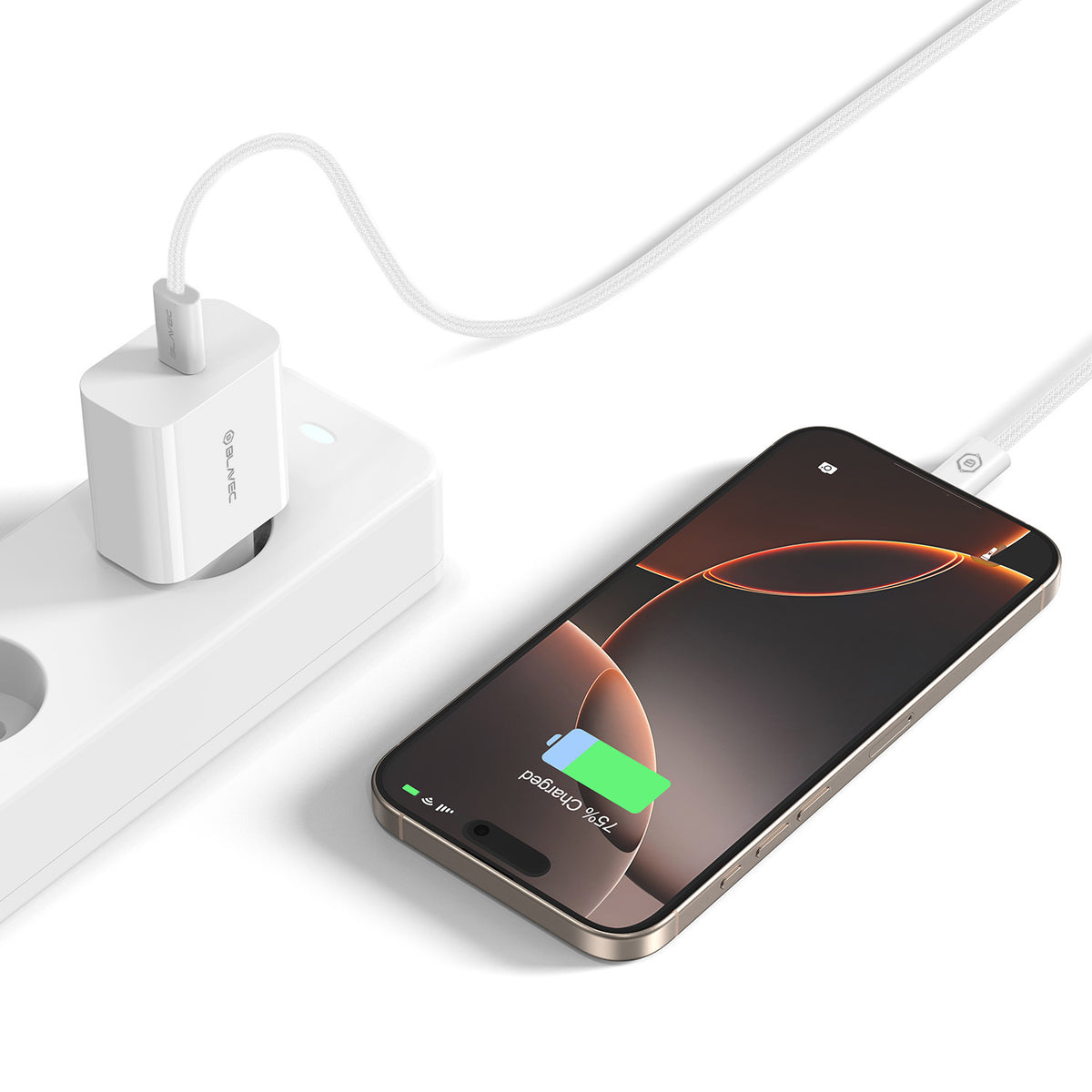 Cargador de Red Blavec BC-7, 45W, 3A, 1 x USB-C, Blanco