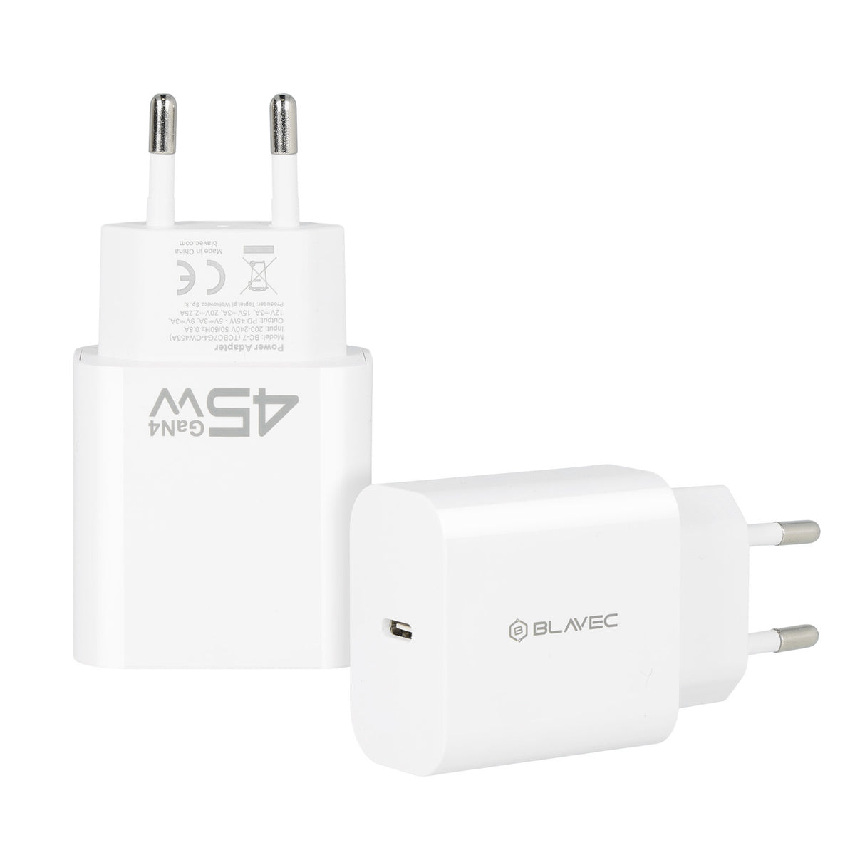 Cargador de Red Blavec BC-7, 45W, 3A, 1 x USB-C, Blanco