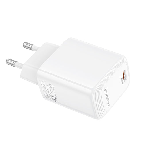 Cargador de Red Borofone BN28 Fuente, 30W, 3A, 1 x USB-C, Blanco