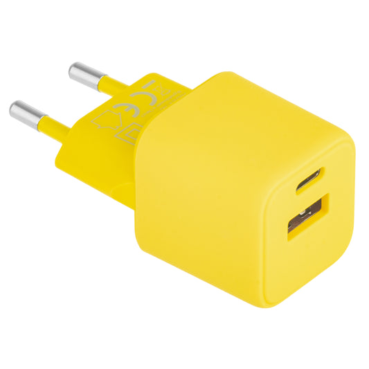 Cargador de red Colourum CLS30-AC-05, 30 W, 3 A, 1 x USB-A - 1 x USB-C, amarillo
