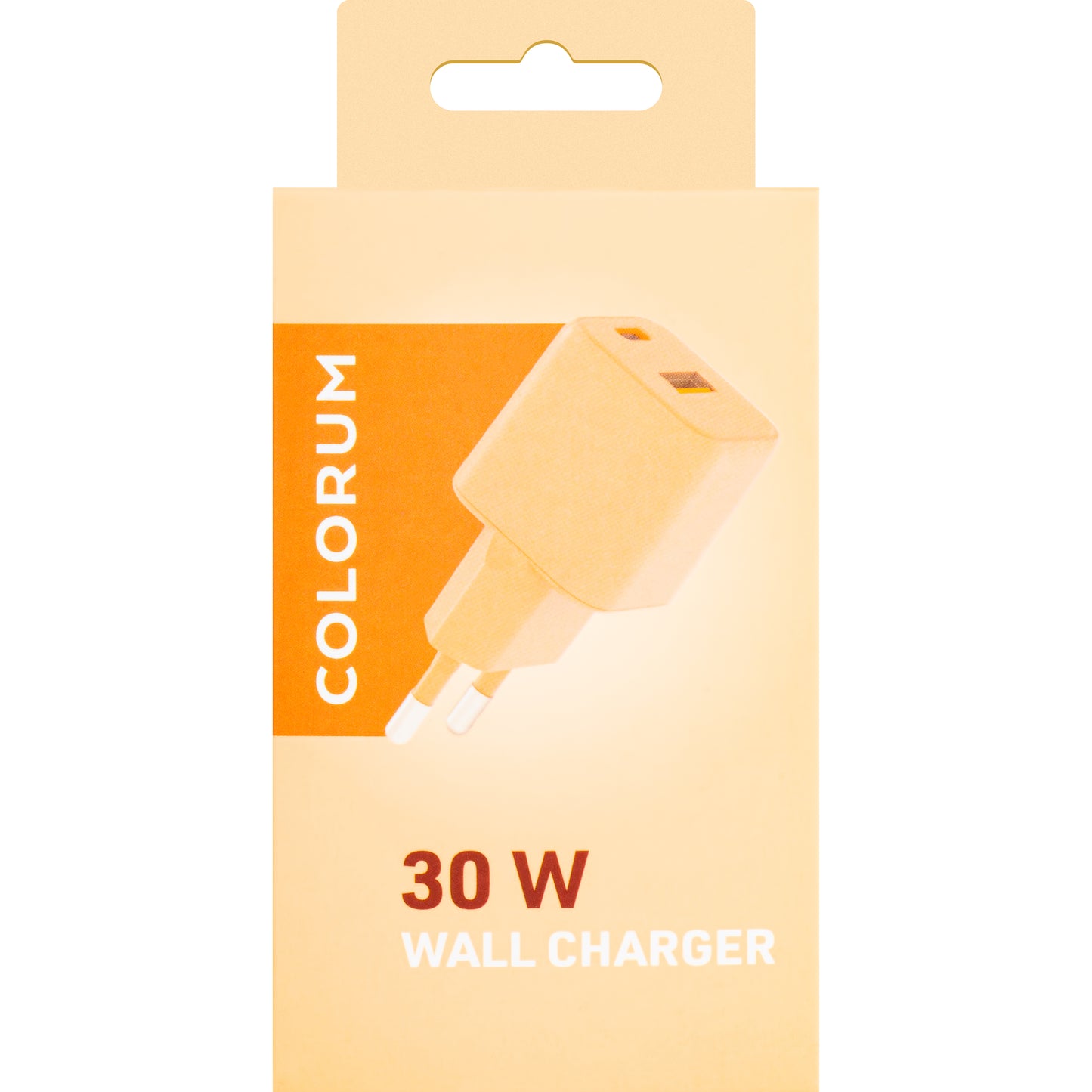 Cargador de red Colourum CLS30-AC-14, 30 W, 3 A, 1 x USB-A - 1 x USB-C, naranja