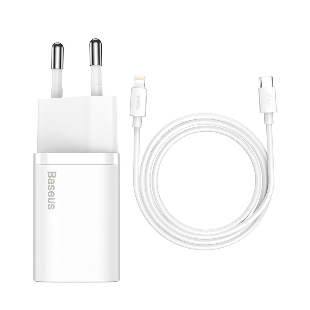 Cargador de red Baseus Super Si con cable Lightning, 20 W, 3 A, 1 x USB-C, blanco TZCCCSUP-B02