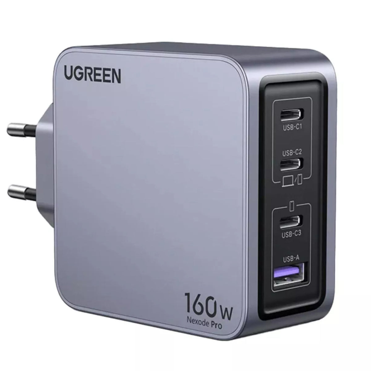 Cargador de Red con Cable USB-C UGREEN X763 Nexode Pro, 160W, 3.25A, 1 x USB-A - 3 x USB-C, Gris
