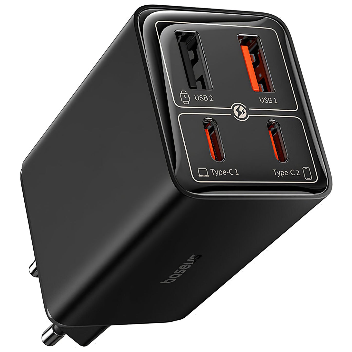 Cargador de Red con Cable USB-C Baseus GaN6 Pro, 100W, 3.25A, 2 x USB-A - 2 x USB-C, Negro P10162705112-00