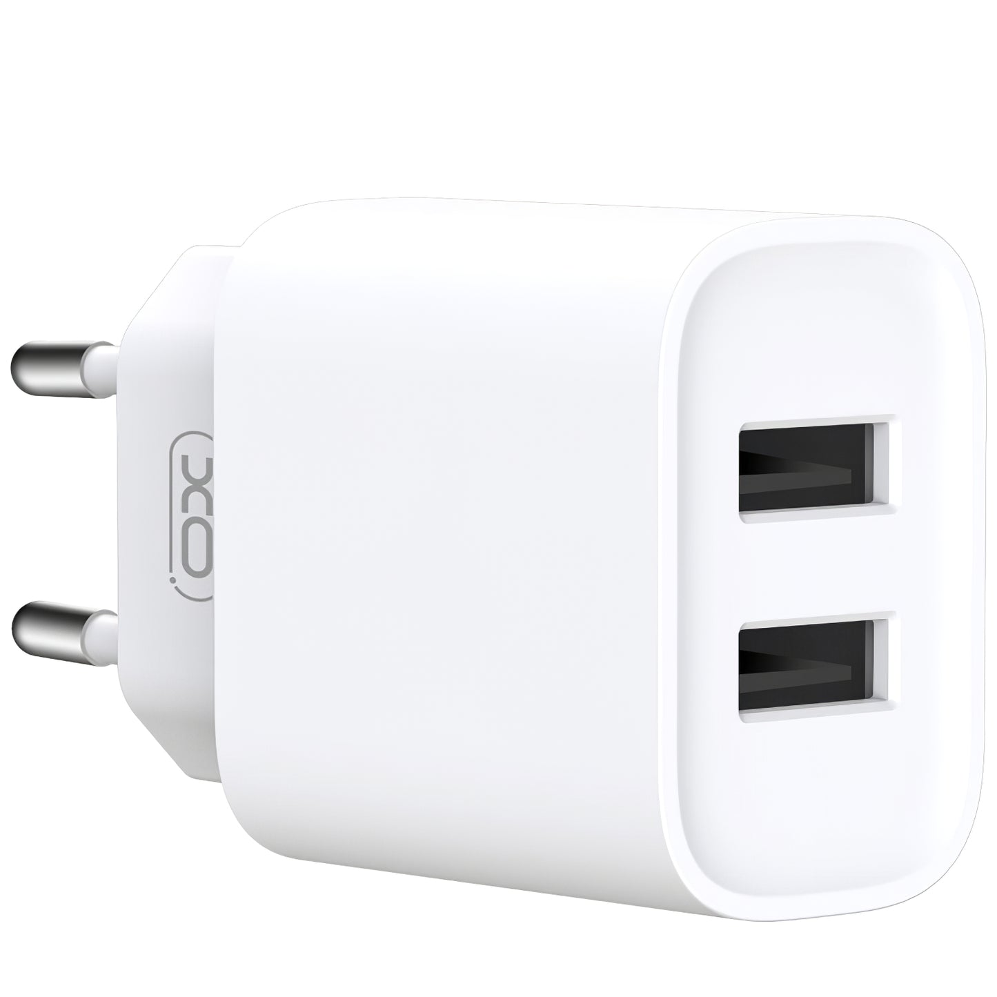 Cargador de red con cable microUSB XO Design CE02C, 10,5 W, 2,1 A, 2 x USB-A, blanco