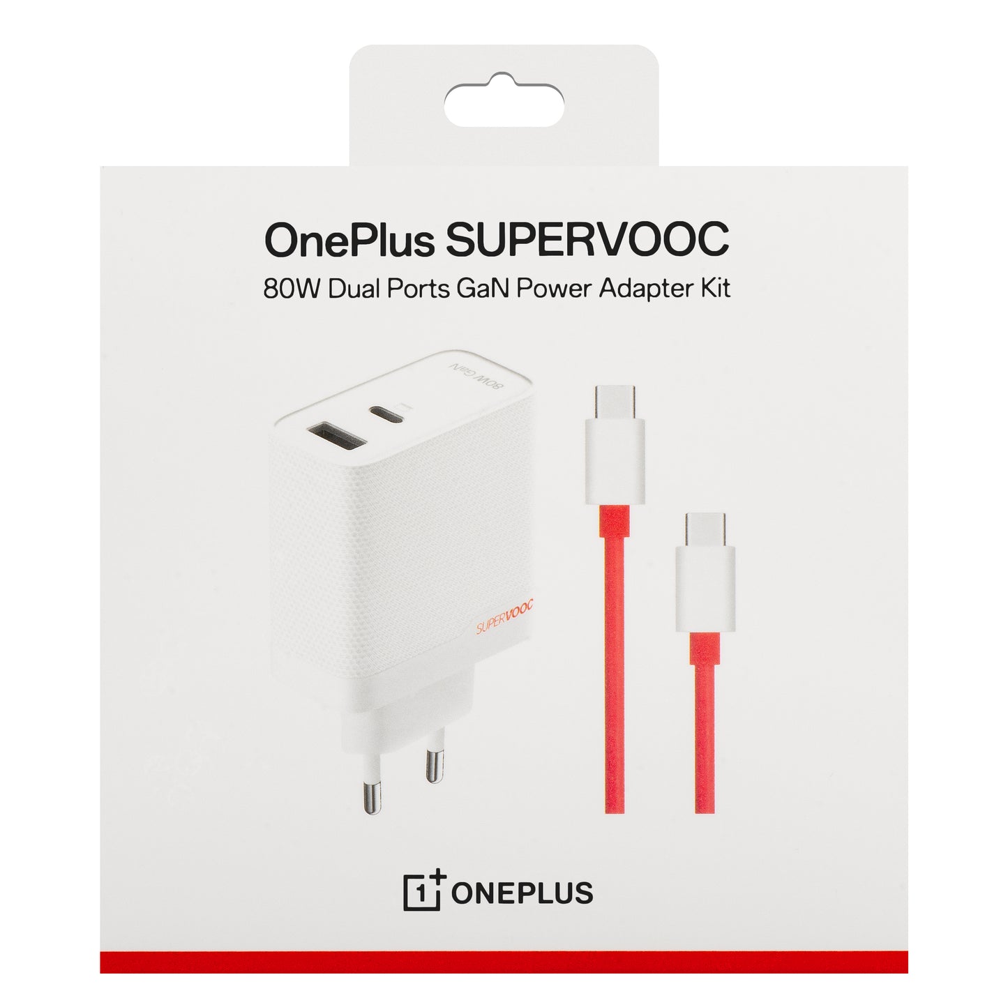 Cargador de Red con Cable USB-C OnePlus, 80W, 7.3A, 1 x USB-A - 1 x USB-C, Blanco 5461100597