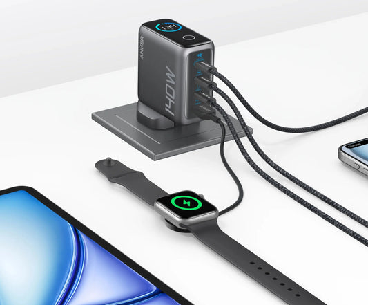 Cargador de Red con Cable USB-C Anker Zolo, 140W, 5A, 1 x USB-A - 3 x USB-C, Negro B2697GZ1