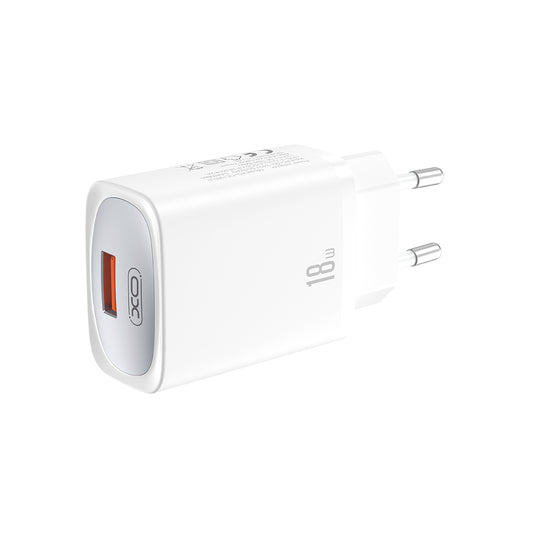 Cargador de Red con Cable USB-C XO Design CE19, 18W, 3A, 1 x USB-A, Blanco