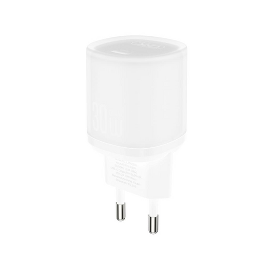 Cargador de Red con Cable USB-C XO Design L150, 30W, 3A, 1 x USB-C, Blanco
