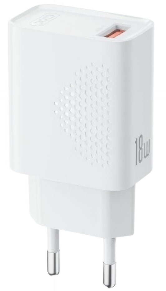 Cargador de Red con Cable microUSB XO Design L159, 18W, 3A, 1 x USB-A, Blanco