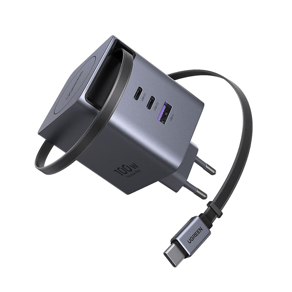 Cargador de Red con Cable USB-C UGREEN X616 (65828), 100W, 5A, 1 x USB-A - 3 x USB-C, Gris