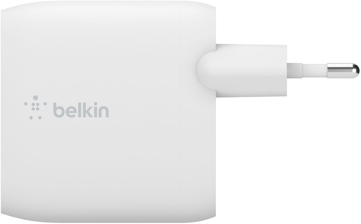 Cargador de Red con Cable USB-C Belkin BoostCharge Dual, 24W, 2.4A, 2 x USB-A, Blanco WCE001vf1MWH