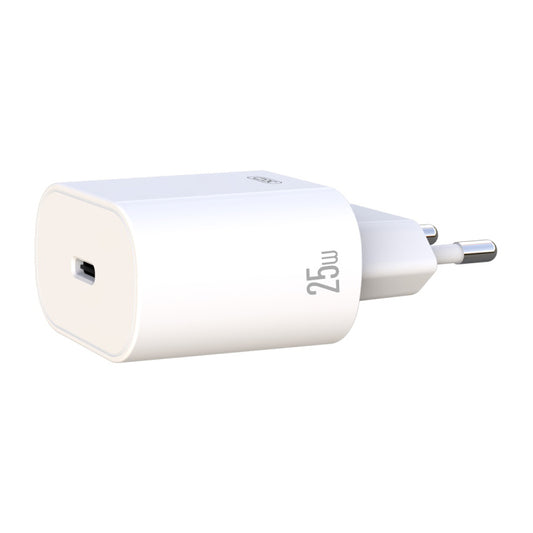 Cargador de Red XO Design, 25W, 3A, 1 x USB-C, Blanco