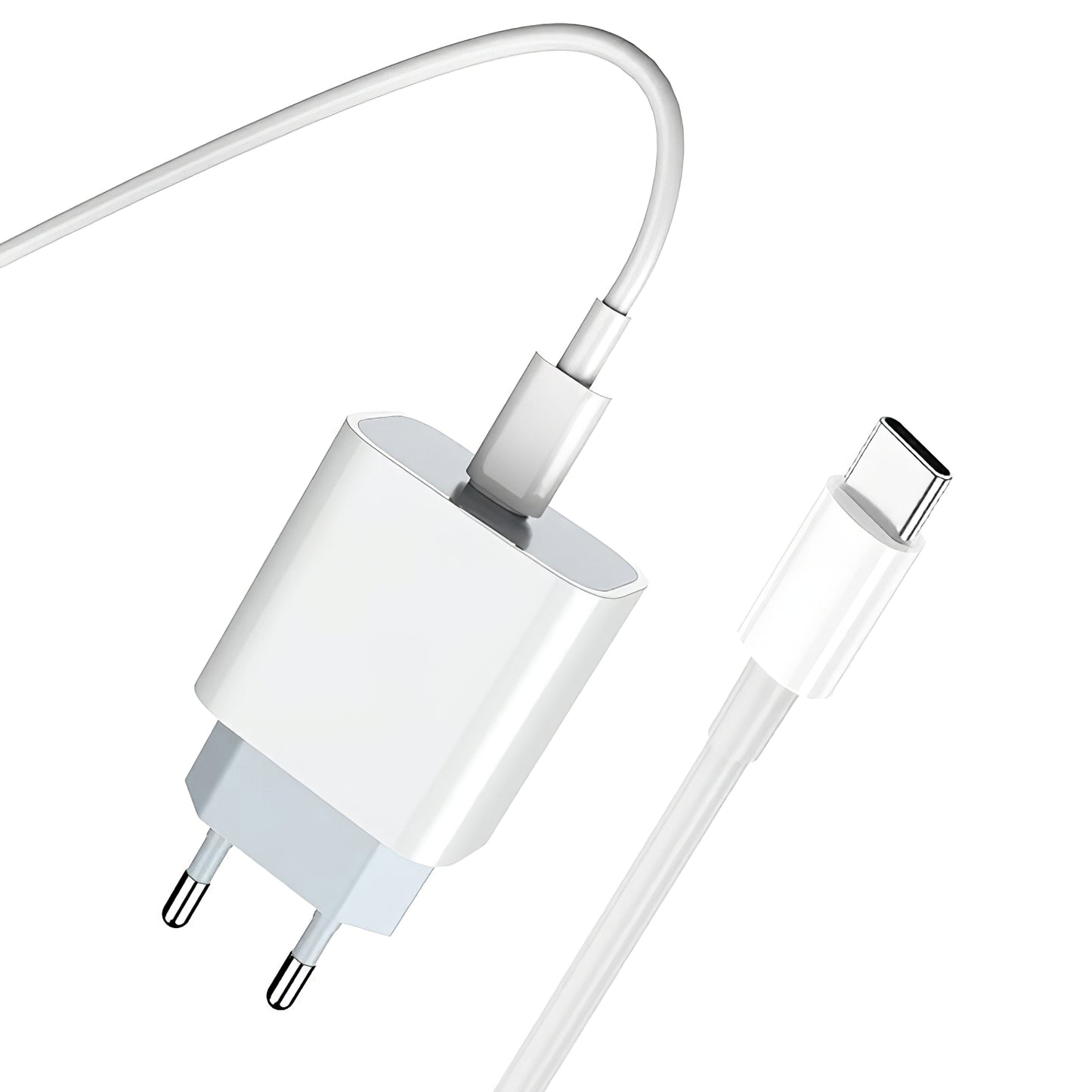 Cargador de Red con Cable USB-C Prestico F8S, 20W, 3A, 1 x USB-C, Blanco