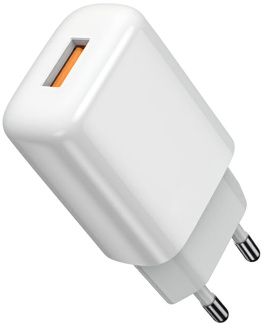 Cargador de Red con Cable USB-C Prestico F9S, 12W, 2.4A, 1 x USB-A, Blanco