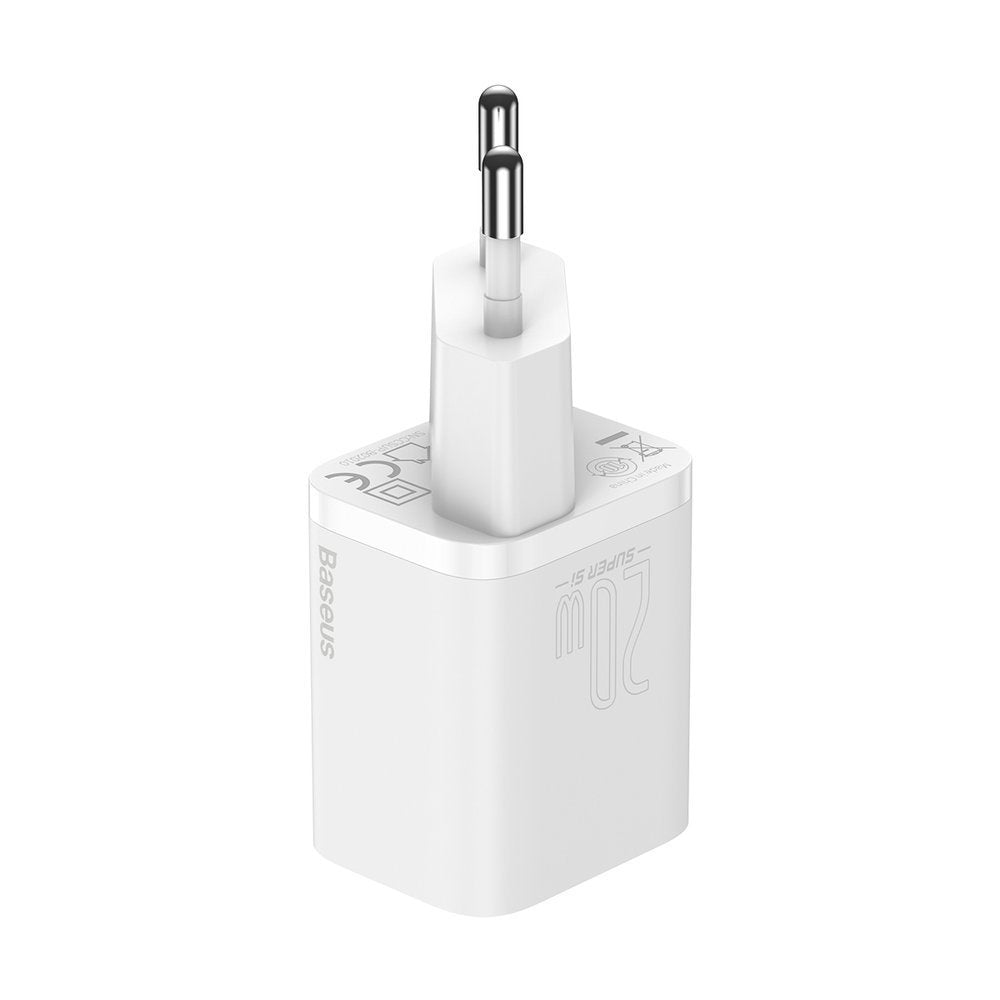 Cargador de red Baseus Super Si con cable Lightning, 20 W, 3 A, 1 x USB-C, blanco TZCCCSUP-B02