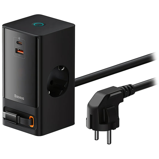 Baseus GaN3 Pro PowerStrip Cargador de red por cable USB-C, 65 W, 3,25 A,1 x USB-A - 1 x USB-C - 2 x Schuko, negro PSLR000301 PSLR000301