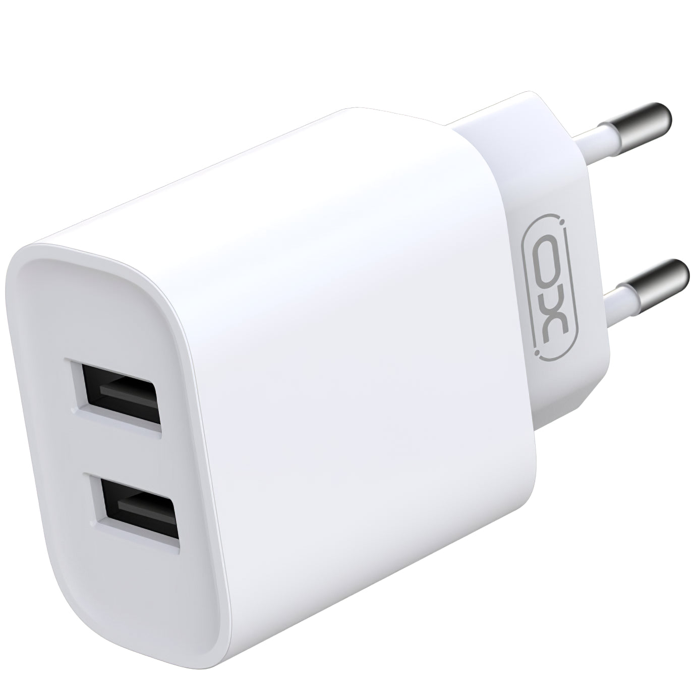 Cargador de red con cable Lightning XO Design CE02C, 10,5 W, 2,1 A, 2 x USB-A, blanco