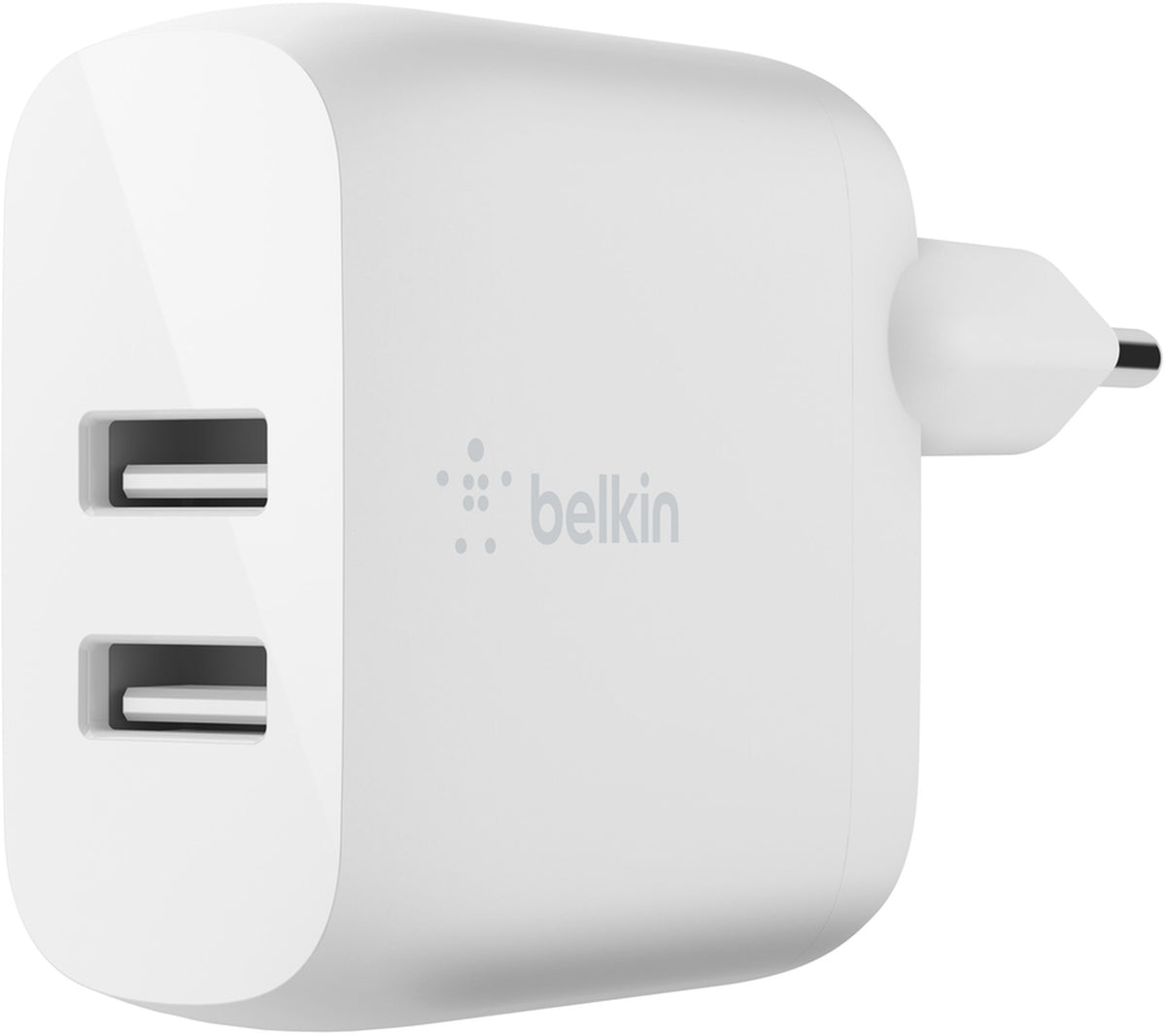 Cargador de Red con Cable USB-C Belkin BoostCharge Dual, 24W, 2.4A, 2 x USB-A, Blanco WCE001vf1MWH