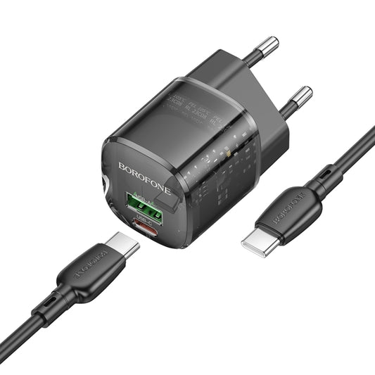 Cargador de Red con Cable USB-C Borofone BN17 Sunlight, 20W, 3A, 1 x USB-A - 1 x USB-C, Negro