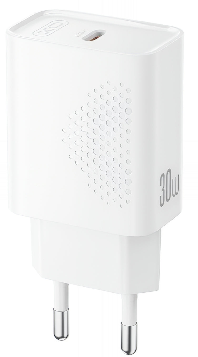 Cargador de Red con Cable USB-C XO Design L162, 30W, 3A, 1 x USB-C, Blanco
