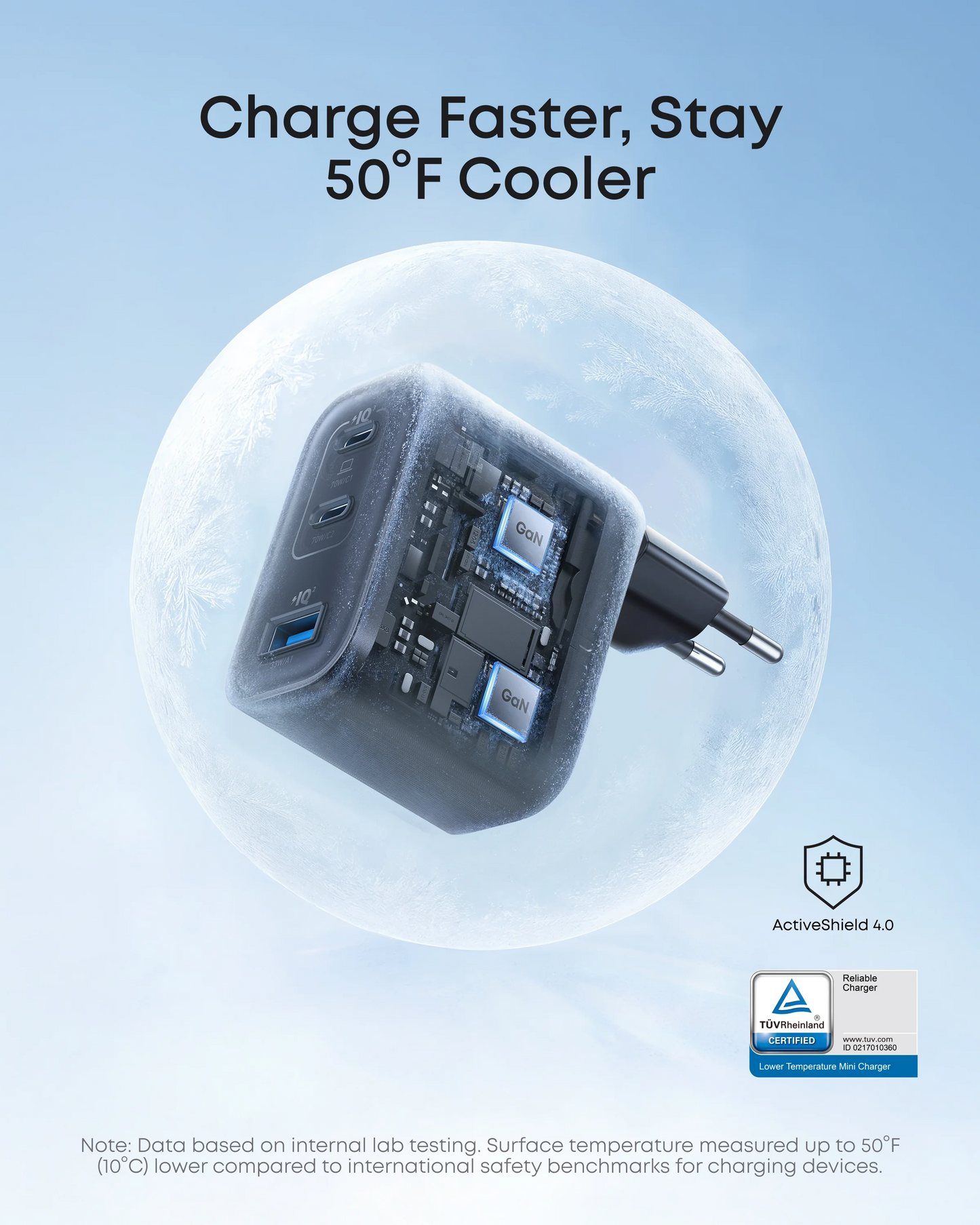 Cargador de Red con Cable USB-C Anker Nano, 70W, 3.5A, 1 x USB-A - 2 x USB-C, Gris B121A311